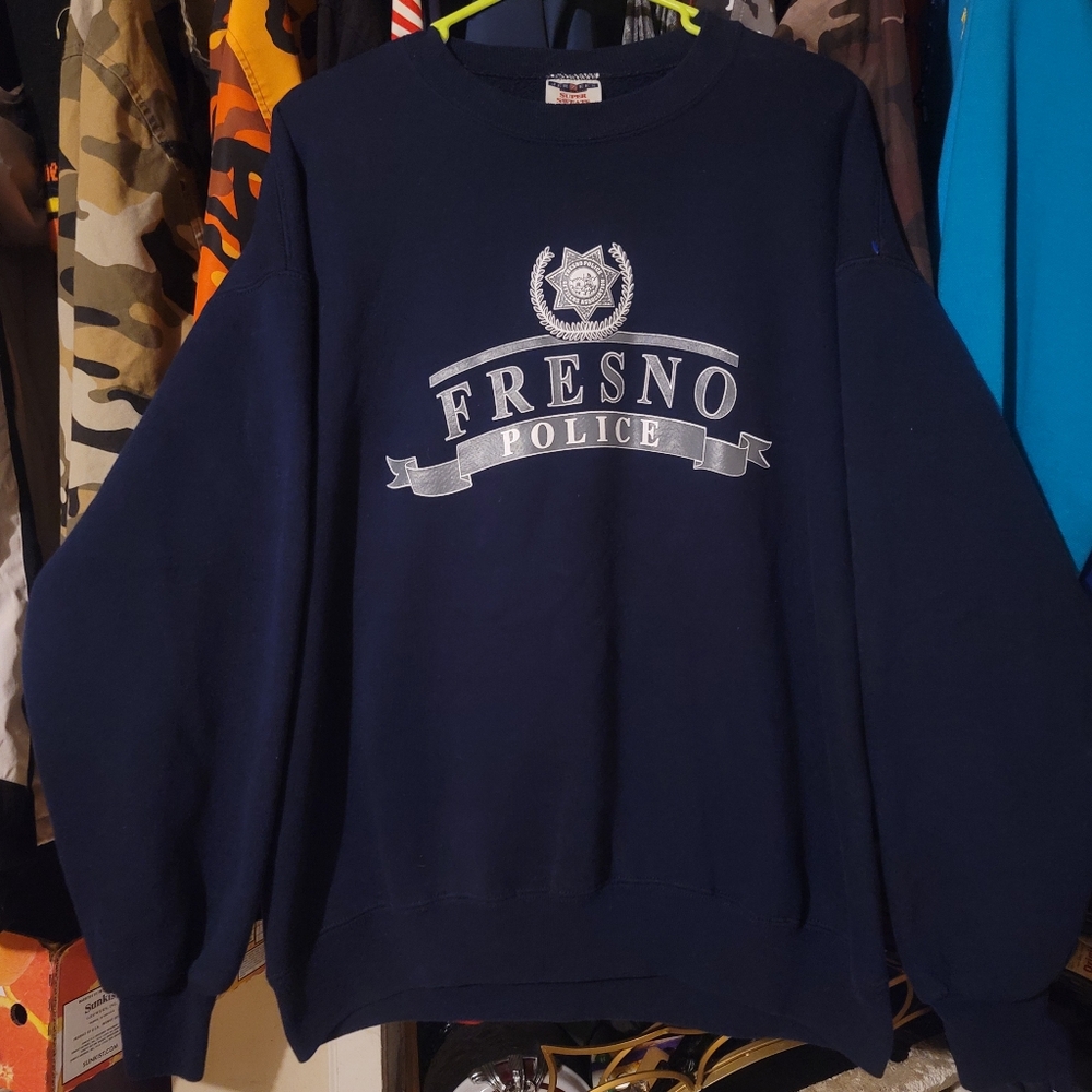 Vintage Fresno Police Navy Blue Sweater
